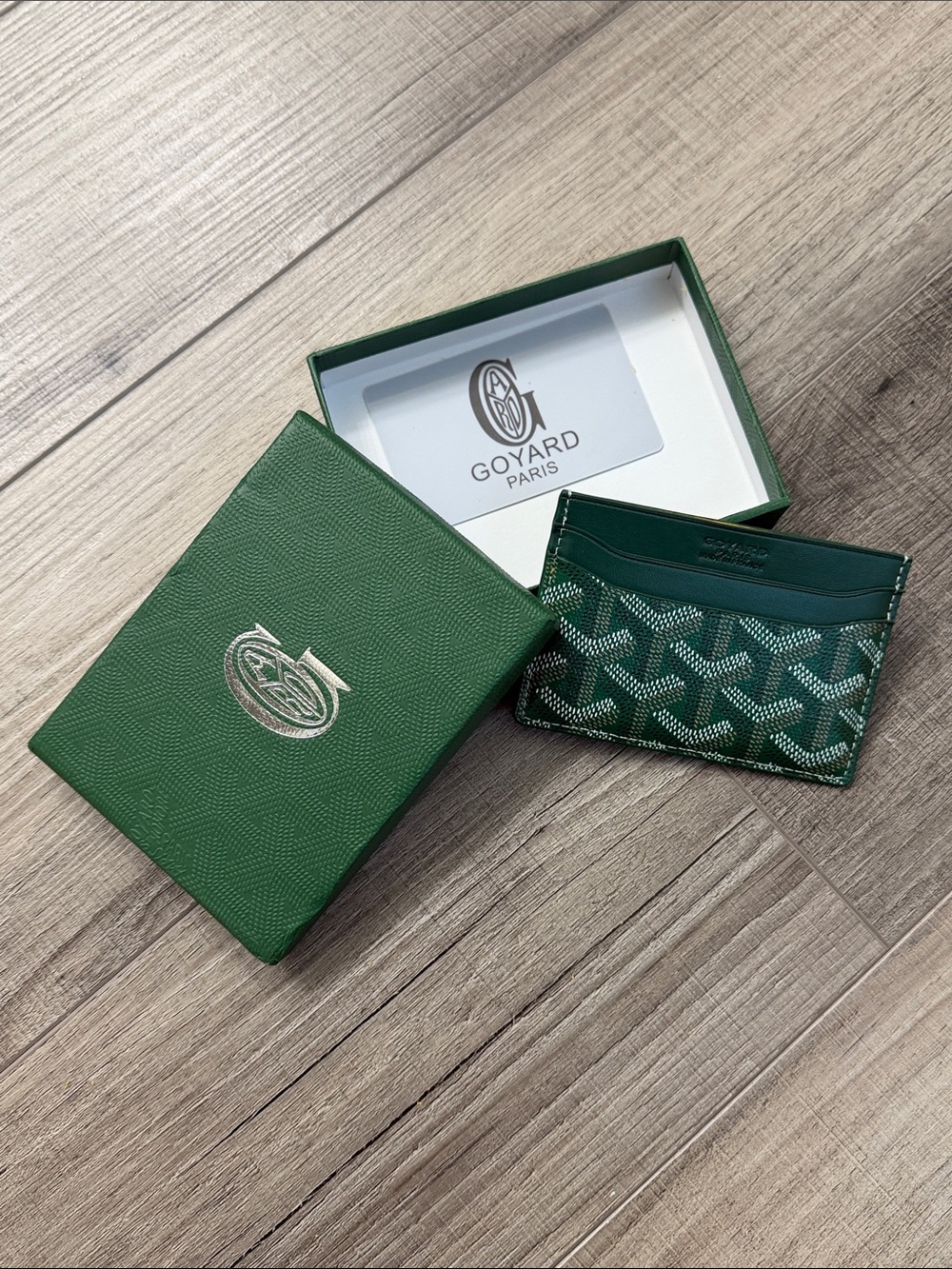 Goyard Dark Green Signature Card Holder with Box